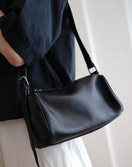 Black Leather Box Shoulder Bag Trendy Women Coffee Cube Crossbody Purse for Women
