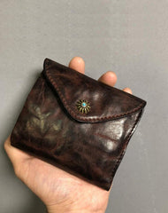 Vintage Genuine Leather Mens Billfold Brown Leather Wallet Front Pocket Wallet for Men