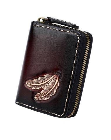 Cool Black Leather Mens Key Wallet Zipper Coin Pouch Card Front Pocket –  iwalletsmen
