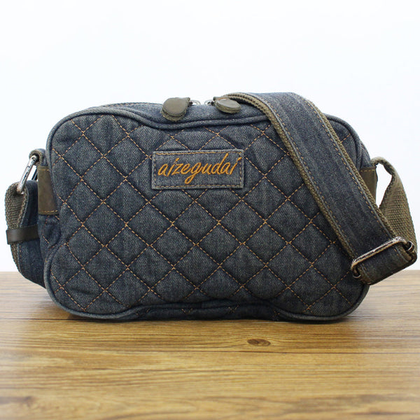 Blue Denim Womens Small Quilted Shoulder Bags - Back View