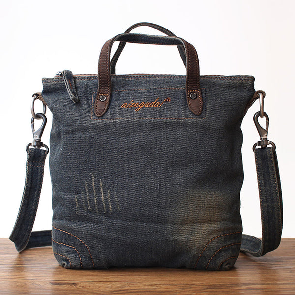 Blue Denim Small Tote Bags Denim Small - Back View