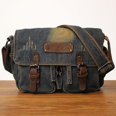 Blue Denim Mens Small Side Bag Denim Small Messenger Bag Vintage Denim Crossbody Bag For Women