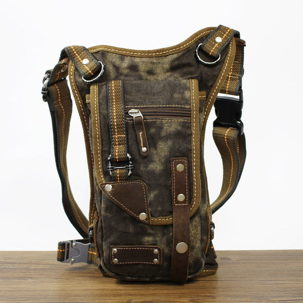 Amry Green Denim Mens Biker Waist Bag - Back View