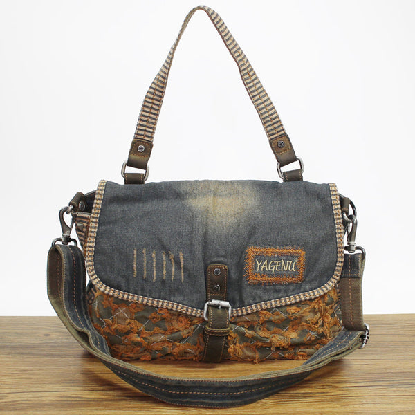 Denim Side Bag Womens Blue Denim Messenger - Back View