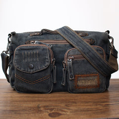 Black Denim Side Bag Mens Denim Messenger Bags Vintage Denim Crossbody Bag For Women