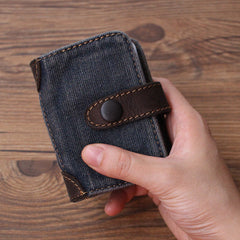 Black Denim Bifold Mens Card Wallet Denim Card Holders Card Wallet For Women