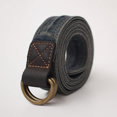 Slim Mens Double Loops Denim Belt Denim Blue Belts Vintage Denim Belt For Men Women