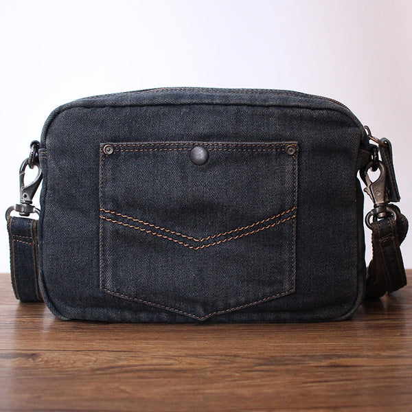 Blue Denim Mens Clutch bag Small Shoulder - Back View