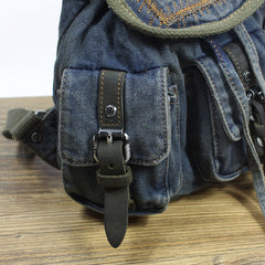 Vintage Denim Blue Womens Backpack School Backpacks Blue Denim Laptop Backpack For Womens