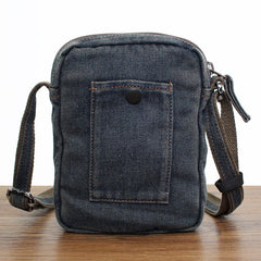 Blue Denim Small Side Bag Mens Denim Vertical Phone Shoulder Bags Vintage Denim Mini Crossbody Bag For Women