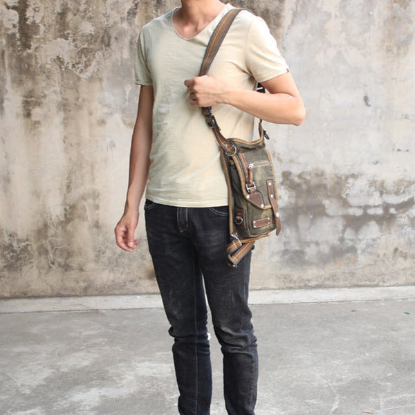 Denim Mens Small Shoulder Bag Thigh bag - Back View