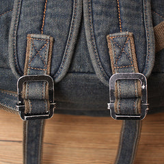 Vintage Denim Blue Mens Backpacks School Backpack Blue Denim Laptop Backpack For Men