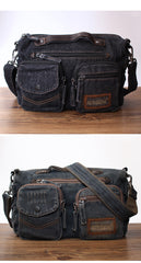 Black Denim Side Bag Mens Denim Messenger Bags Vintage Denim Crossbody Bag For Women