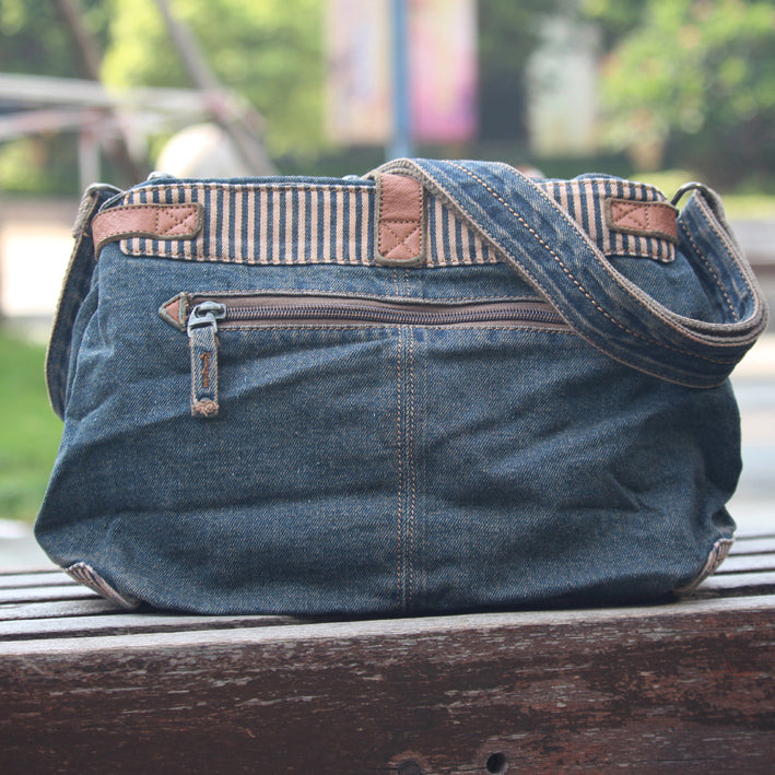 Blue Denim Side Bag Womens Denim Messenger Bags Vintage Denim Crossbody Bag For Men