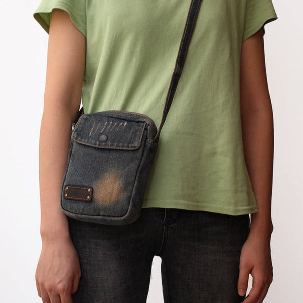 Blue Denim Small Side Bag Mens Denim - Back View