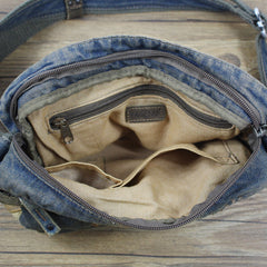 Blue Denim Small Side Bag Mens Denim Messenger Bag Vintage Denim Small Crossbody Bag For Women