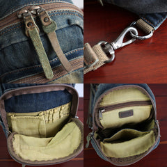 Cool Blue Denim Mens Sling Bag Chest - Card Slots Detail