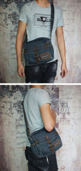 Black Denim Small Messenger Bags Denim Small Side Bag Vintage Small Crossbody Bag For Men