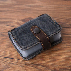 Black Denim Bifold Mens Card Wallet Denim Card Holders Card Wallet For Women