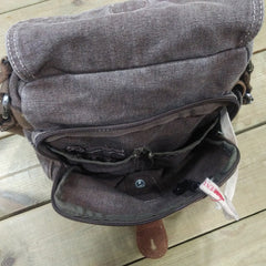 Mens Canvas Side Bag Canvas Vertical Messenger Bag Gray Small Courier Bag Shoulder Bag for Men