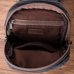 Vintage Black Denim Mens Sling Bag Chest Bag Denim Cool Sling Bag For Men