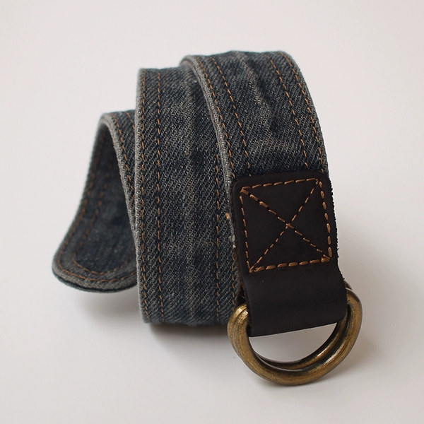 Slim Mens Double Loops Denim Belts Denim - Back View