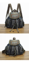 Vintage Denim Blue Womens Backpack School Backpacks Blue Denim Laptop Backpack For Womens