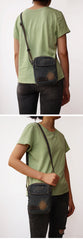 Blue Denim Small Side Bag Mens Denim Vertical Phone Shoulder Bag Vintage Denim Mini Crossbody Bag For Women