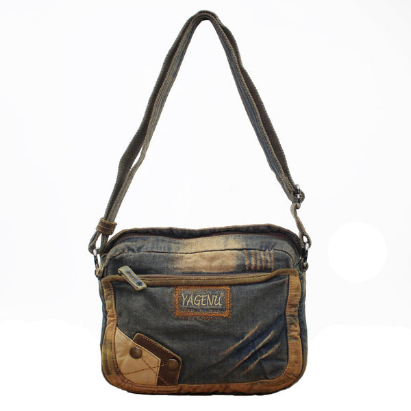 Blue Denim Small Side Bag Mens Denim - Back View