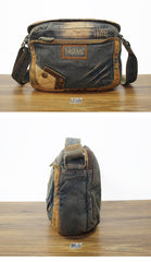 Blue Denim Small Side Bag Mens Denim Messenger Bag Vintage Denim Small Crossbody Bag For Women