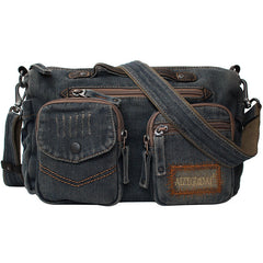 Black Denim Side Bag Mens Denim Messenger Bags Vintage Denim Crossbody Bag For Women