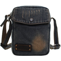 Blue Denim Small Side Bag Mens Denim Vertical Phone Shoulder Bags Vintage Denim Mini Crossbody Bag For Women