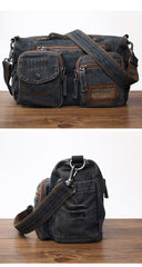 Black Denim Side Bag Mens Denim Messenger Bags Vintage Denim Crossbody Bag For Women