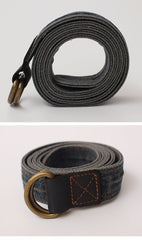 Slim Mens Double Loops Denim Belt Denim Blue Belts Vintage Denim Belt For Men Women