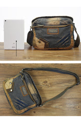 Blue Denim Small Side Bag Mens Denim Messenger Bag Vintage Denim Small Crossbody Bag For Women