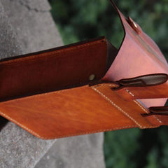 Handmade Leather Belt Pouch Mens Brown Waist Bag CIGARETTE Pouch for Men