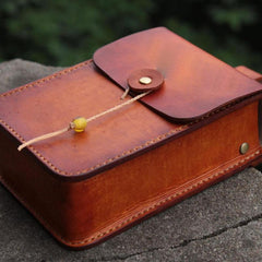 Handmade Leather Belt Pouch Mens Brown Waist Bag CIGARETTE Pouch for Men