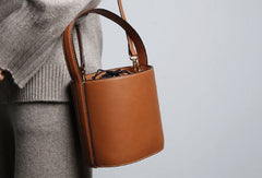 Genuine Leather Cute Bucket Bag Handbag Crossbody Bag Shoulder Bag Women Leather Purse