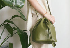 Genuine Leather Cute Bucket Bag Crossbody Bag Shoulder Bag Women Leather Purse