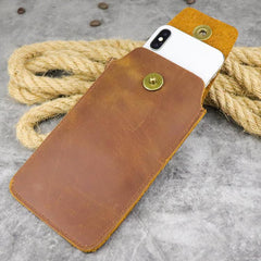 Cool Leather Men's Slim Cell Phone Holster Phone Holster Waist Belt Bag Belt Pouch For Men