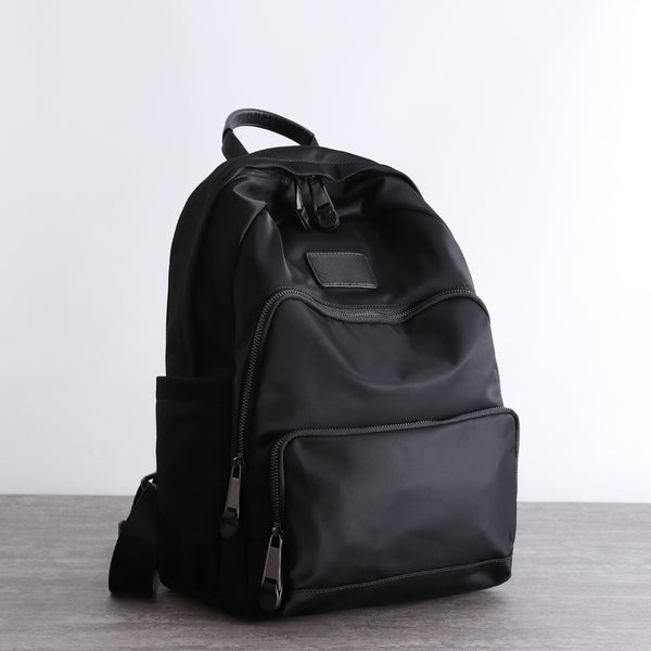 Black Nylon Satchel Backpack Womens School Backpack - Back View