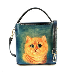 Handmade Womens Tooled Leather Square Handbag Purse SunFlower Crossbody Bag for Women