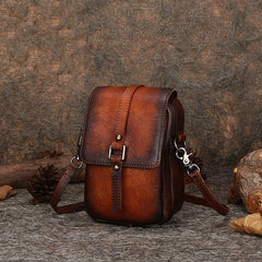 Small Leather Womens VIntage Phone Shoulder Bag - Overall View
