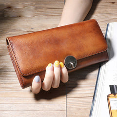 Classic womens Leather Flip Long Wallet Phone Wallet Clutch Wallet for Ladies