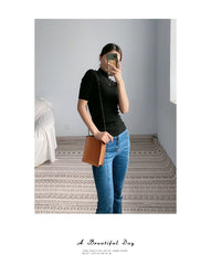 Cute Black Leather Phone Purse Women Side Bag Box Phone Crossbody Purse For Women