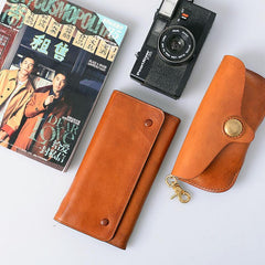 Tan Cool Leather Mens Long Wallet Black - Back View