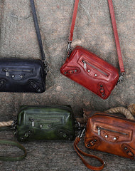 Vintage Womens Brown Leather Wristlet Wallets Mini Shoulder Bag Small Crossbody Bag for Women