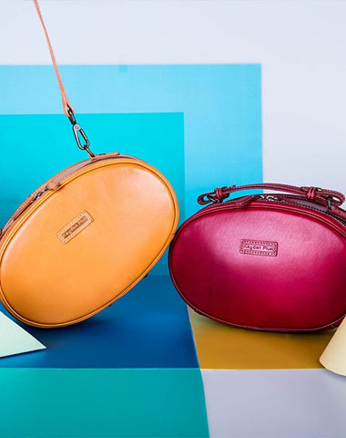 Leather Womens Round Handbag Crossbody Bag Shoulder Bag Purse For Women - EverHandmade