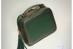 Genuine Leather handbag rivet bag tassels shoulder bag for women leather bag - EverHandmade