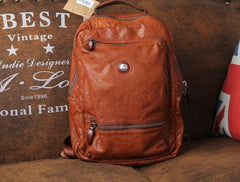 Cool Black Leather Mens Backpack Large Travel Backpack Brown Hiking Backpack for men